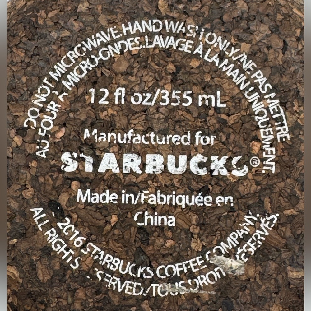 STARBUCKS 2016 Cork Bottom Mug Coffee Mug Gray Ceramic 12 oz - Picture 6 of 8
